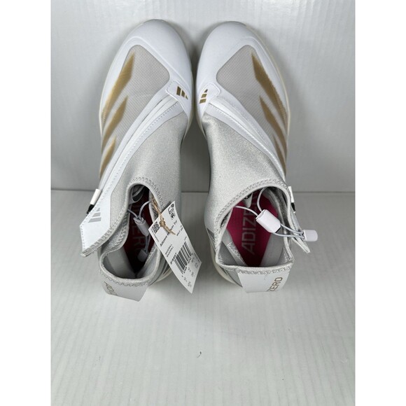 Size 10.5 Adidas Adizero Impact+ Turf Baseball Shoes White Gold IF8497 Men’s NEW